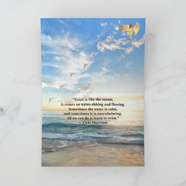Beach Landscape Sympathy Card with Quote (Inside)
