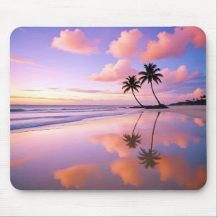 Beach Landscape Tropical Sunset Dusk Tranquil Calm Mouse Mat