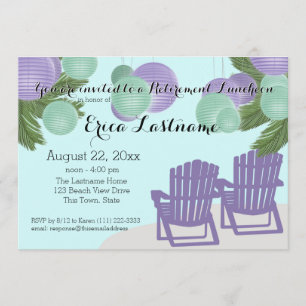Beach Lanterns and Adirondack Chairs Retirement Invitation