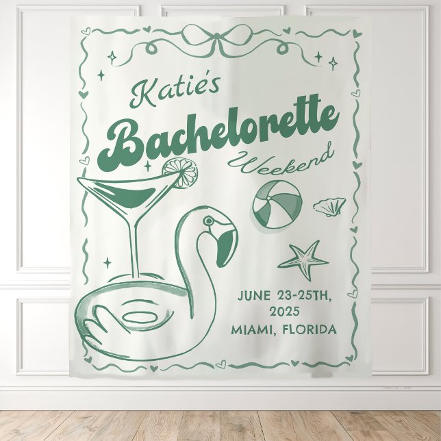Beach Last Toasd Green  Bachelorette Party Tapestry (Creator Uploaded)