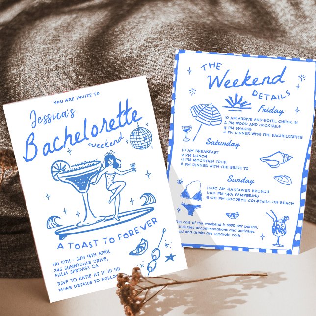 Beach Last Toast Funky Bachelorette Weekend Invitation (Creator Uploaded)