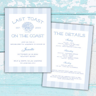 Beach Last Toast On The Coast Bachelorette Weekend Invitation