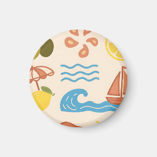 Beach Lemon Summer Doodles Playful Vibes Magnet