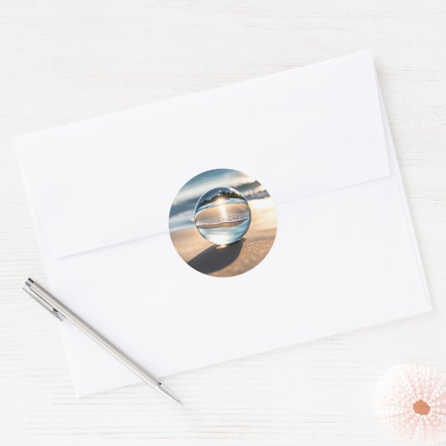 Beach Lens Ball Classic Round Sticker (Envelope)