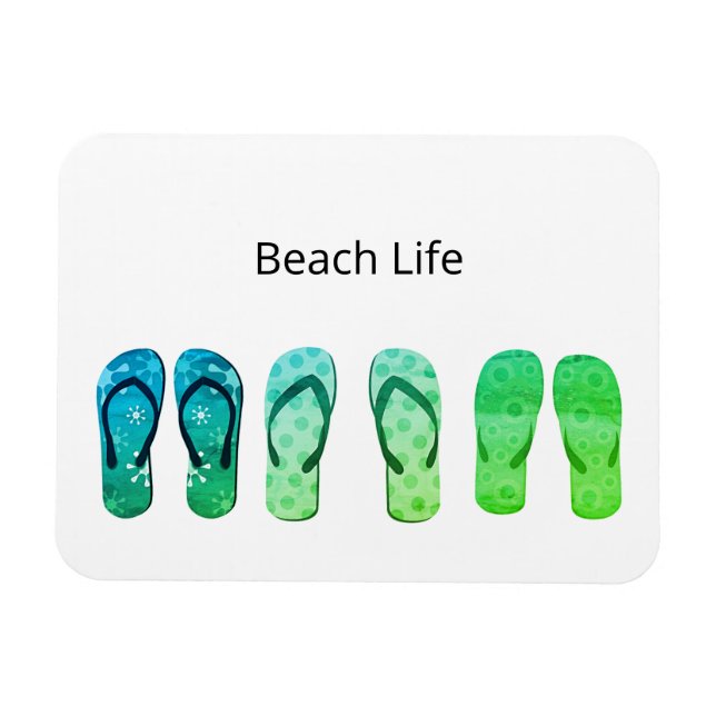 Beach Life and Flip Flops customisable  Magnet (Horizontal)