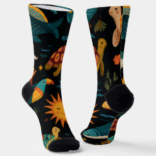Beach Life Animals Crew Socks Gift