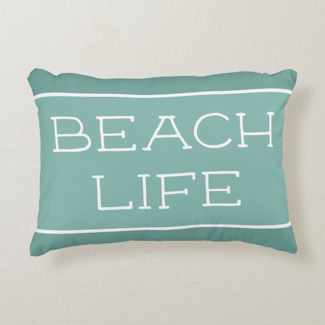 Beach Life Blue Green Sea Salt Decorative Cushion (Front)