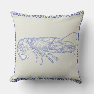 Beach Life Blue Lobster on Cream Cushion