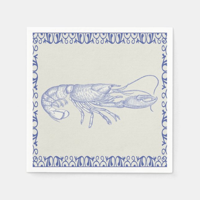Beach Life Blue Lobster on Cream Napkin (Front)