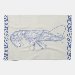 Beach Life Blue Lobster on Cream Tea Towel