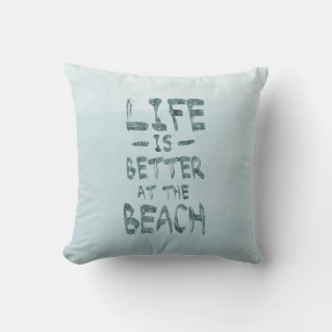 Beach Life Blue Watercolor Cushion