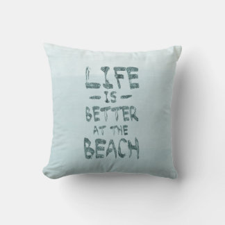 Beach Life Blue Watercolor Cushion