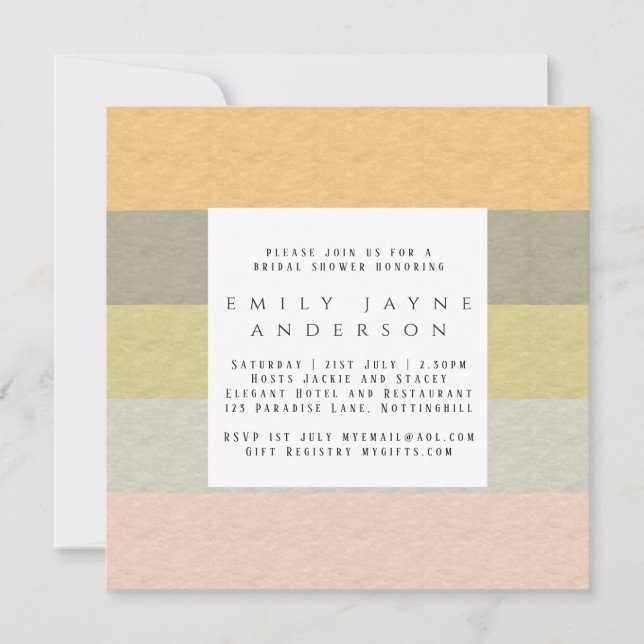 Beach Life Colour Block Modern Bridal Shower Invitation (Front)