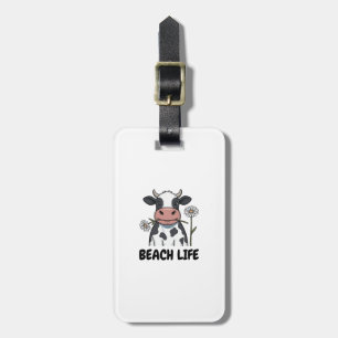 Beach Life Cow Vintage Engraving T-Shirt Design_1 Luggage Tag