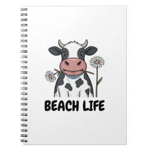 Beach Life Cow Vintage Engraving T-Shirt Design_1 Notebook