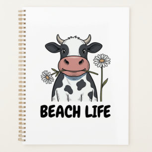 Beach Life Cow Vintage Engraving T-Shirt Design_1 Planner