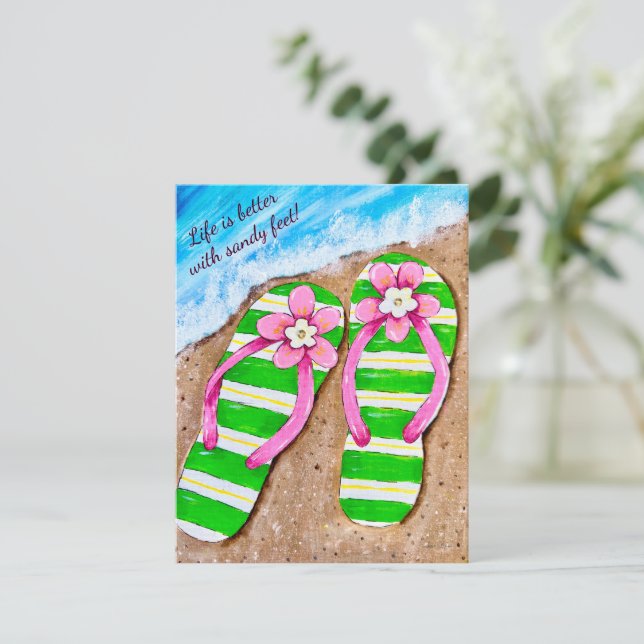 Beach Life Flip Flops Flat Note Cards (Standing Front)
