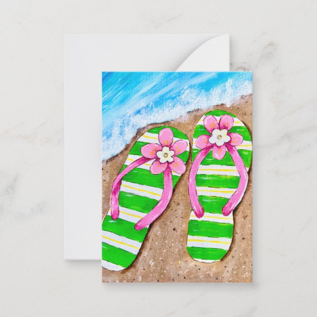 Beach Life Flip Flops Flat Note Cards (Front)