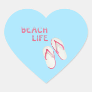 Beach Life Flip Flops Heart Sticker