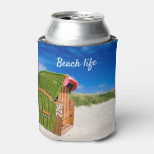 Beach life Green Beach chair photo with text Can Cooler