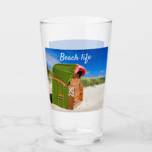 Beach life Green Beach chair photo with text Glass