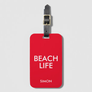 Beach Life Lifeguard Gift Red Luggage Tag
