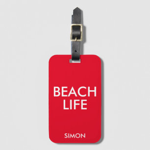 Beach Life Lifeguard Gift Red Luggage Tag