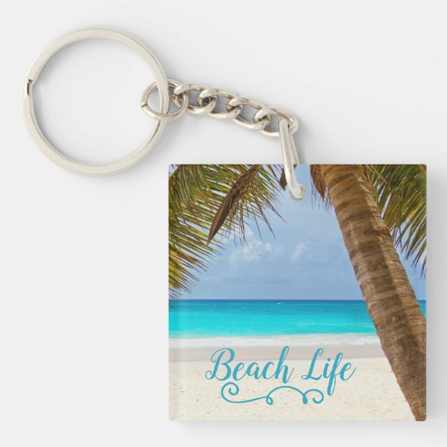 Beach Life Palm Tree Key Ring (Front)