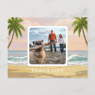 Beach Life Pastel Watercolor, 1 Photo Postcard