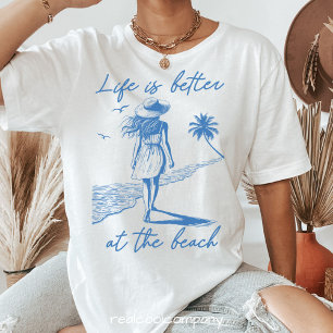 Beach Life Peaceful Walk Watercolor Art T-Shirt Tri-Blend Shirt