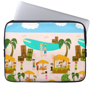 Beach Life Pool Party Character Illustration Laptop Sleeve