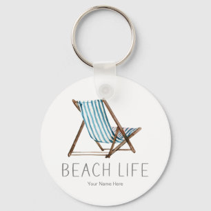 Beach Life Quote Nautical Beach Summer Chair Key Ring