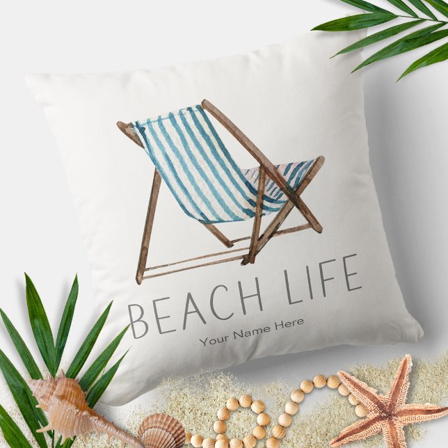 Beach Life Quote Nautical Summer Vacation Chair  Cushion (Creator Uploaded)