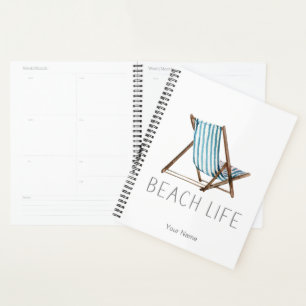 Beach Life Quote Nautical Summer Vacation Chair Planner