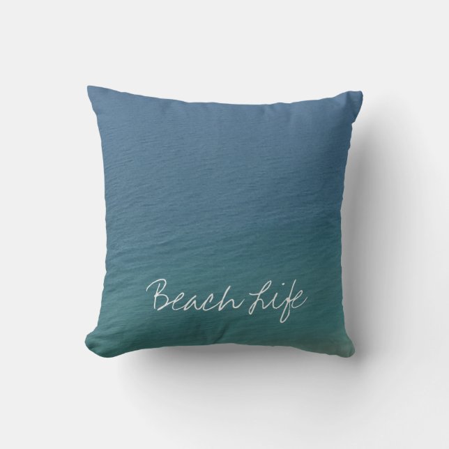 Beach Life Quotes Ocean Water Blue Abstract Cool Cushion (Front)