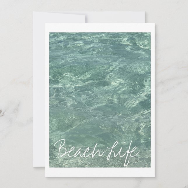Beach Life Quotes Waves Ocean Clear Teal Water Holiday Card (Front)