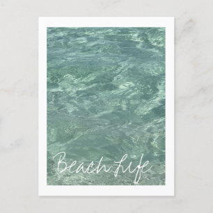 Beach Life Quotes Waves Ocean Clear Teal Water Holiday Postcard