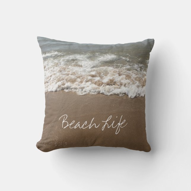 Beach Life Quotes Waves Ocean Coastal Water Cute Cushion (Front)