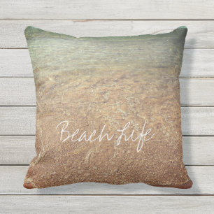 Beach Life Quotes Waves Ocean Sandy Clear Water Cushion