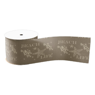 Beach Life Starfish Shells Grosgrain Ribbon