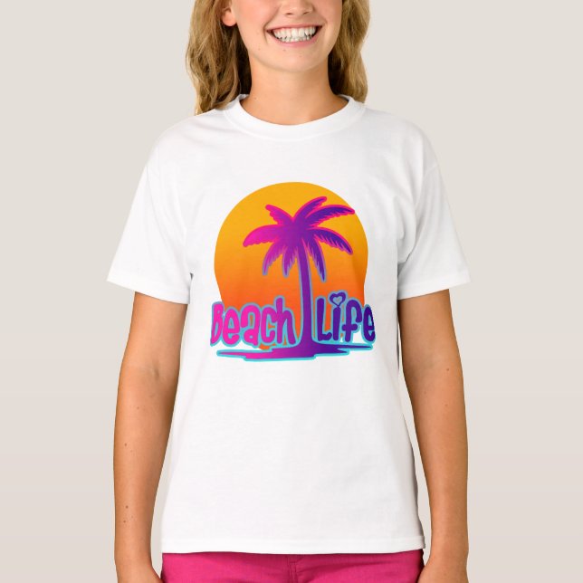 Beach Life | Summer and Adventure Text Quote T-Shirt (Front)