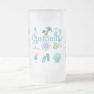 Beach Life Things Thunder_Cove Frosted Glass Beer Mug