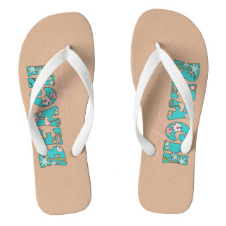 Beach Life Tropical Design Flip Flops