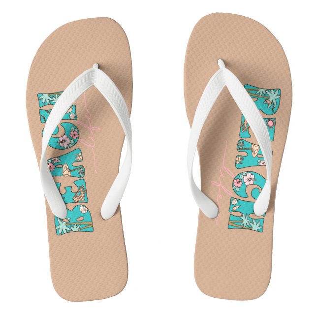 Beach Life Tropical Design Flip Flops (Footbed)