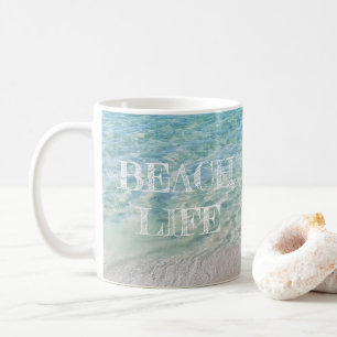 Beach Life Tropical Sandy Beach Turquoise Blue Coffee Mug