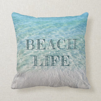 Beach Life Tropical Sandy Beach Turquoise Blue Cushion