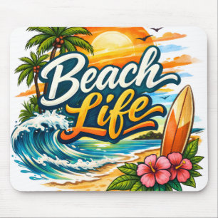 Beach Life – Tropical Sunset Surf Mouse Mat
