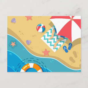 Beach Life Under Umbrella Postcard