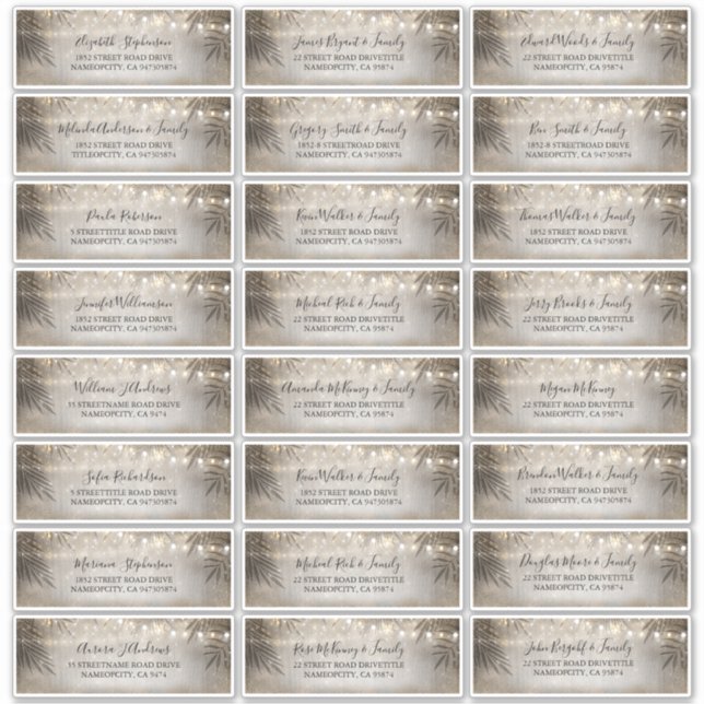 Beach Light Wedding Guest Name Address Labels (Front)