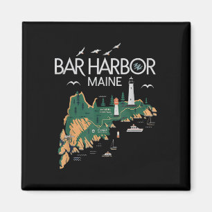 Beach Lighthouse Bar Harbour Maine  Magnet